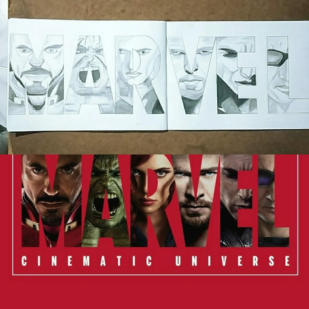 A sketchbook page of monochrome face studies